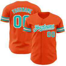 Load image into Gallery viewer, Custom Orange Aqua-White Authentic Baseball Jersey

