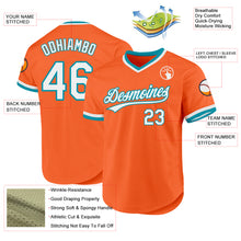 Load image into Gallery viewer, Custom Orange White-Teal Authentic Throwback Baseball Jersey

