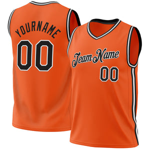 Custom Orange Black-White Authentic Throwback Basketball Jersey