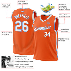 Custom Orange White-Light Blue Authentic Throwback Basketball Jersey