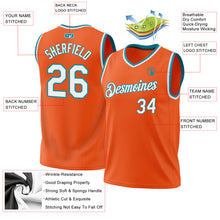 Load image into Gallery viewer, Custom Orange White-Teal Authentic Throwback Basketball Jersey
