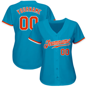 Custom Panther Blue Orange-White Authentic Baseball Jersey