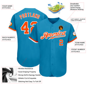 Custom Panther Blue Orange-White Authentic Baseball Jersey