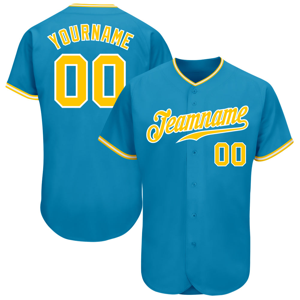 Custom Panther Blue Gold-White Authentic Baseball Jersey