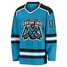 Load image into Gallery viewer, Custom Panther Blue Black-White Hockey Jersey
