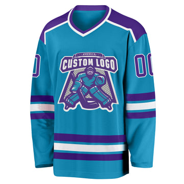 Custom Panther Blue Purple-White Hockey Jersey