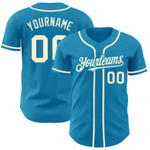 Load image into Gallery viewer, Custom Panther Blue Cream Authentic Baseball Jersey
