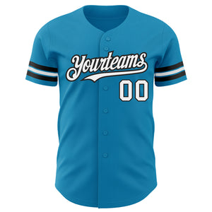 Custom Panther Blue White-Black Authentic Baseball Jersey