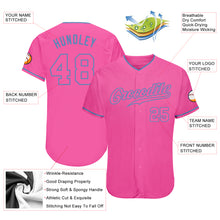 Load image into Gallery viewer, Custom Pink Pink-Light Blue Authentic Baseball Jersey
