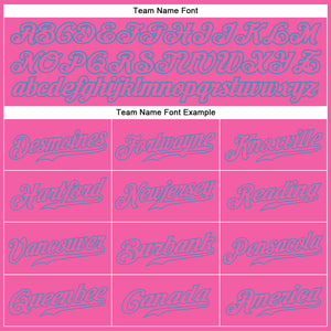 Custom Pink Pink-Light Blue Authentic Baseball Jersey
