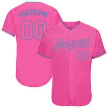 Load image into Gallery viewer, Custom Pink Pink-Light Blue Authentic Baseball Jersey
