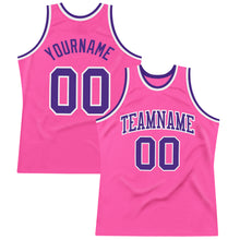 Load image into Gallery viewer, Custom Pink Purple-White Authentic Throwback Basketball Jersey
