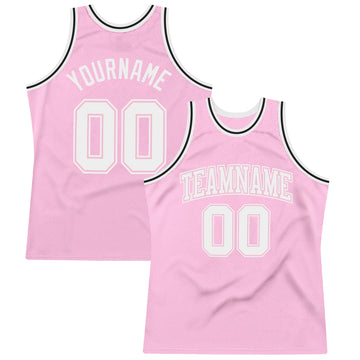 Custom Light Pink White Authentic Throwback Basketball Jersey