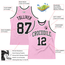 Load image into Gallery viewer, Custom Light Pink Black-White Authentic Throwback Basketball Jersey
