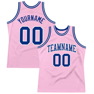 Custom Light Pink Royal-White Authentic Throwback Basketball Jersey