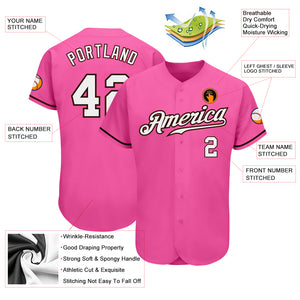 Custom Pink White-Brown Authentic Baseball Jersey