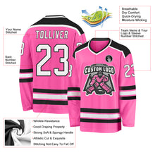 Load image into Gallery viewer, Custom Pink White-Black Hockey Jersey
