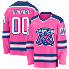 Load image into Gallery viewer, Custom Pink White-Royal Hockey Jersey
