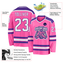 Load image into Gallery viewer, Custom Pink White-Purple Hockey Jersey
