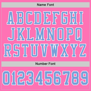 Custom Pink Light Blue-White Mesh Authentic Football Jersey