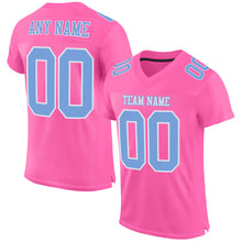 Load image into Gallery viewer, Custom Pink Light Blue-White Mesh Authentic Football Jersey
