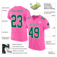 Load image into Gallery viewer, Custom Pink Kelly Green-White Mesh Authentic Football Jersey
