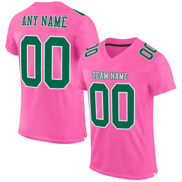 Custom Pink Kelly Green-White Mesh Authentic Football Jersey