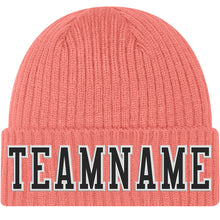 Load image into Gallery viewer, Custom Pink Black-White Stitched Cuffed Knit Hat
