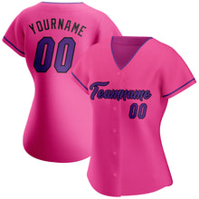Load image into Gallery viewer, Custom Pink Purple-Black Authentic Baseball Jersey
