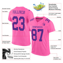 Load image into Gallery viewer, Custom Pink Purple Mesh Authentic Football Jersey
