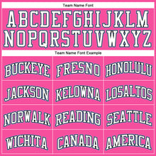 Load image into Gallery viewer, Custom Pink White Black-Light Blue Authentic Throwback Basketball Jersey
