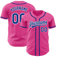 Load image into Gallery viewer, Custom Pink Royal-White Authentic Baseball Jersey
