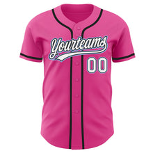 Load image into Gallery viewer, Custom Pink White Black-Light Blue Authentic Baseball Jersey
