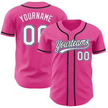 Load image into Gallery viewer, Custom Pink White Black-Light Blue Authentic Baseball Jersey
