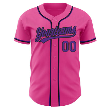 Custom Pink Purple-Black Authentic Baseball Jersey