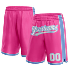 Load image into Gallery viewer, Custom Pink White-Light Blue Authentic Basketball Shorts
