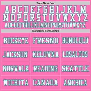 Custom Pink Teal-White Mesh Authentic Football Jersey