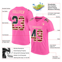 Load image into Gallery viewer, Custom Pink Vintage USA Flag-City Cream Mesh Authentic Football Jersey

