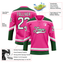 Load image into Gallery viewer, Custom Pink White-Green Hockey Lace Neck Jersey
