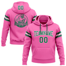 Load image into Gallery viewer, Custom Stitched Pink Kelly Green-White Football Pullover Sweatshirt Hoodie
