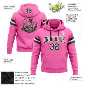 Custom Stitched Pink Green-White Football Pullover Sweatshirt Hoodie