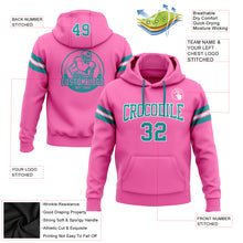 Load image into Gallery viewer, Custom Stitched Pink Teal-White Football Pullover Sweatshirt Hoodie

