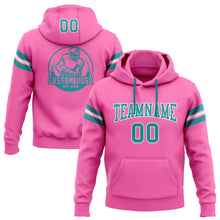 Load image into Gallery viewer, Custom Stitched Pink Teal-White Football Pullover Sweatshirt Hoodie
