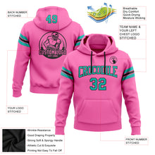 Load image into Gallery viewer, Custom Stitched Pink Aqua-Black Football Pullover Sweatshirt Hoodie
