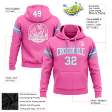 Load image into Gallery viewer, Custom Stitched Pink White-Light Blue Football Pullover Sweatshirt Hoodie
