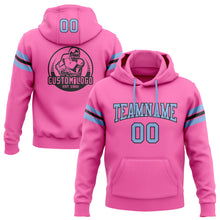 Load image into Gallery viewer, Custom Stitched Pink Light Blue-Black Football Pullover Sweatshirt Hoodie
