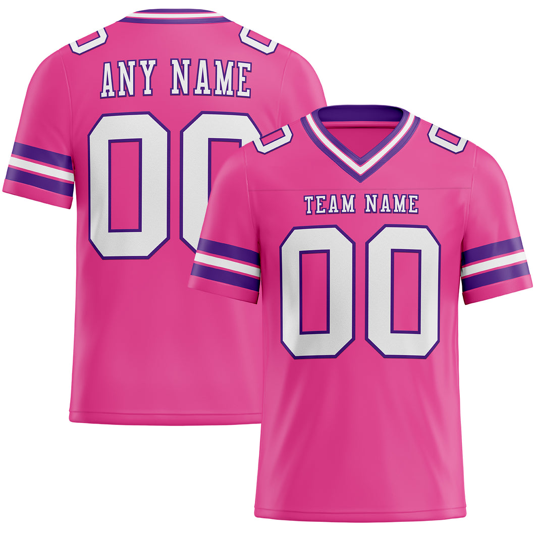 Custom Pink White-Purple Mesh Authentic Football Jersey