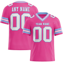 Load image into Gallery viewer, Custom Pink White-Light Blue Mesh Authentic Football Jersey
