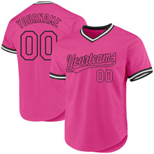 Load image into Gallery viewer, Custom Pink Black-White Authentic Throwback Baseball Jersey
