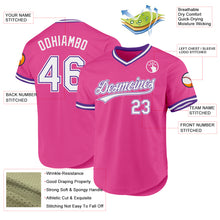 Load image into Gallery viewer, Custom Pink White-Purple Authentic Throwback Baseball Jersey
